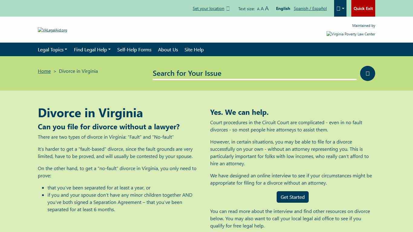 Divorce in Virginia VaLegalAid.org - A guide to free and low cost civil legal information and services in Virginia